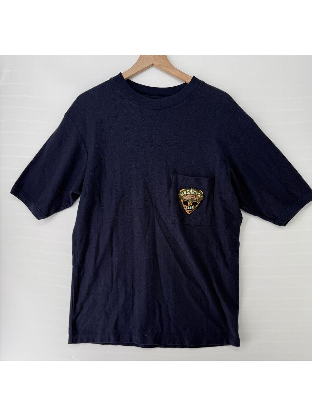 Vintage Walt Disney World Animal Kingdom Pocket T-Shirt 1998 Navy Men's Medium